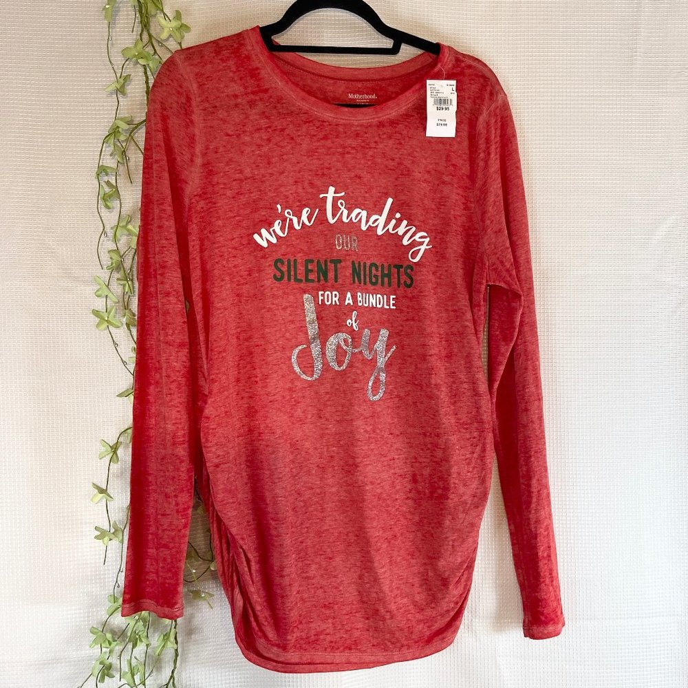 Motherhood Maternity Holiday Long Sleeve T-Shirt Red Large - Picture 3 of 8